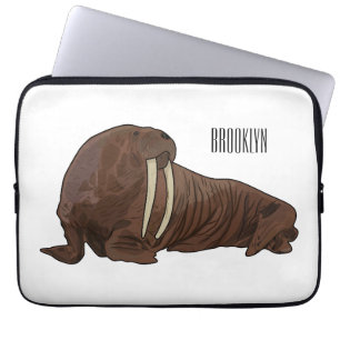 Walrus cartoon illustration laptop sleeve