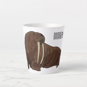 Walrus cartoon illustration latte mug