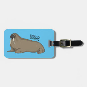 Walrus cartoon illustration luggage tag