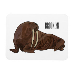 Walrus cartoon illustration magnet