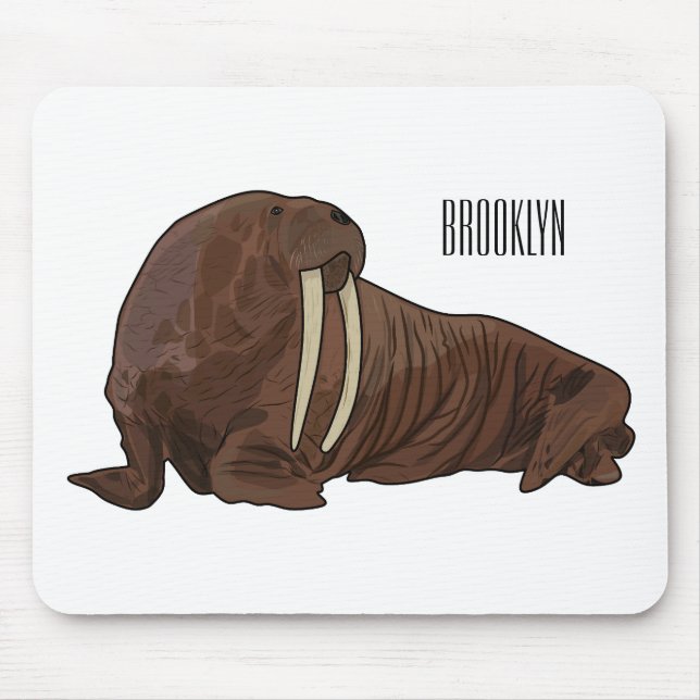 Walrus cartoon illustration mouse pad (Front)