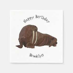 Walrus cartoon illustration napkin