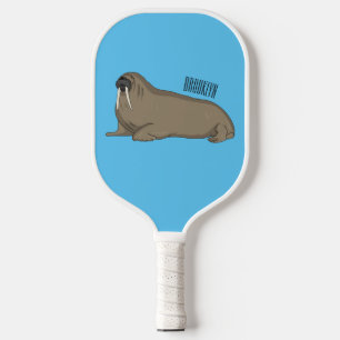 Walrus cartoon illustration pickleball paddle