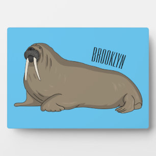 Walrus cartoon illustration plaque