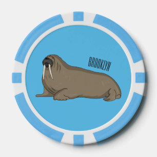 Walrus cartoon illustration poker chips