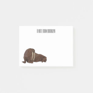 Walrus cartoon illustration post-it notes