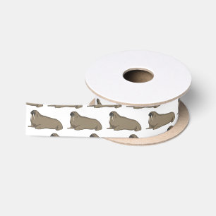 Walrus cartoon illustration satin ribbon