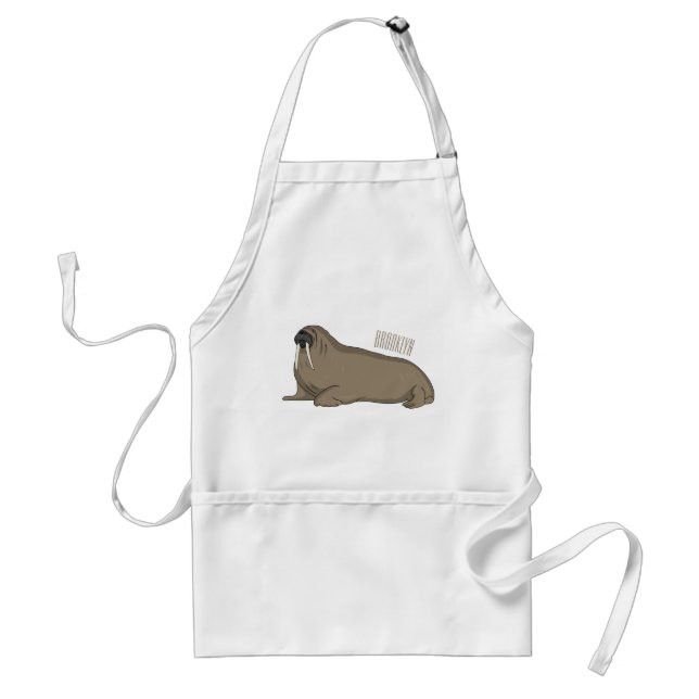 Walrus cartoon illustration standard apron (Front)