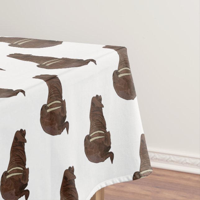Walrus cartoon illustration tablecloth (In Situ)