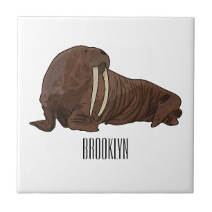 Walrus cartoon illustration tile
