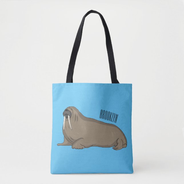 Walrus cartoon illustration tote bag (Front)