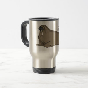 Walrus cartoon illustration travel mug