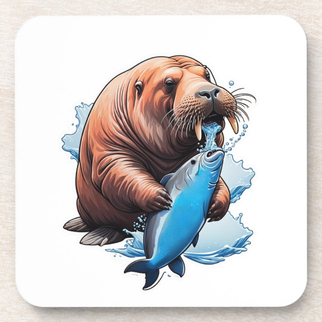 Walrus Fishing In The Sea Coaster (Front)