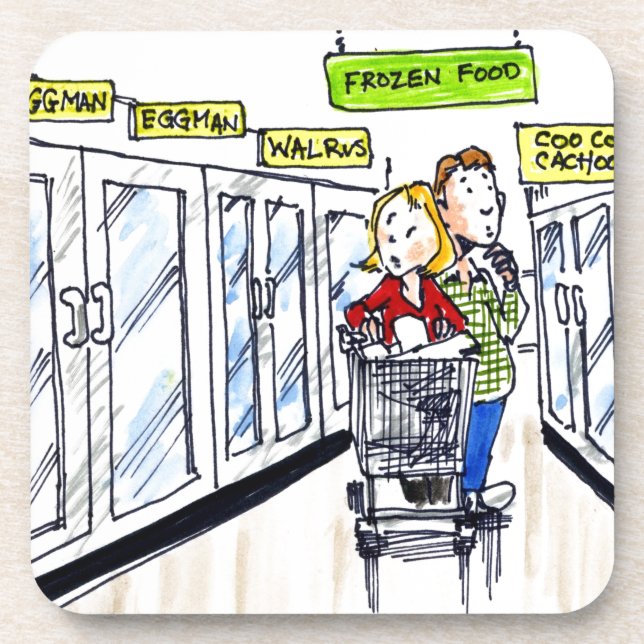 Walrus Frozen Food Section Funny Coaster (Front)