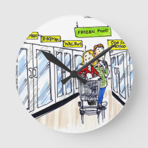 Walrus Frozen Food Section Funny Round Clock