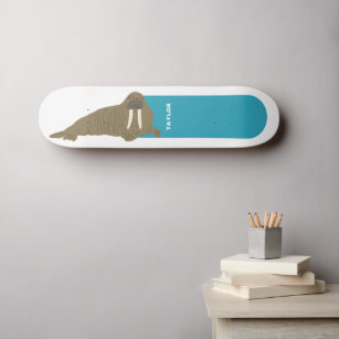 Walrus Graphic Brown, Blue, White Personalised Skateboard