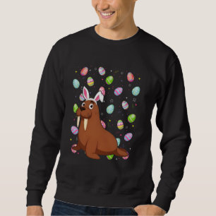 Walrus Happy Easter Egg Hunt Bunny Ear Walrus East Sweatshirt