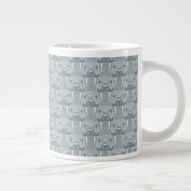 Walrus Moustache Pattern Large Coffee Mug (Right)