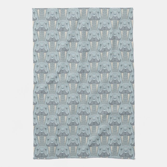 Walrus Moustache Pattern Tea Towel (Vertical)