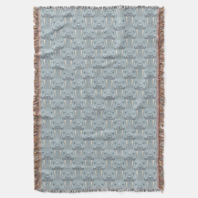 Walrus Moustache Pattern Throw Blanket (Front Vertical)