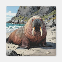 Walrus on a Sandy Beach  | Cute Animals