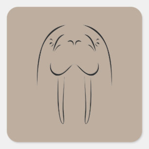 Walrus Outline Square Sticker