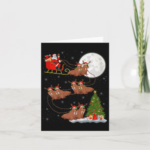 Walrus Santa Sleigh Flying Funny Magical Christmas Card