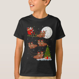 Walrus Santa Sleigh Flying Funny Magical Christmas T-Shirt