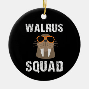 WALRUS SQUAD CUTE FUNNY SEA ANIMAL LOVER CERAMIC TREE DECORATION