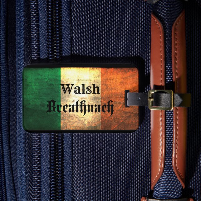 Walsh Irish Flag Luggage Tag (Front Insitu 4)