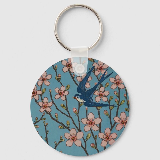 Walter Crane Almond Blossom & Swallow Key Ring (Front)