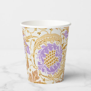 Walter Crane Arts and Crafts Purple Floral Art Paper Cups