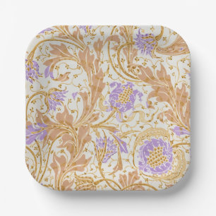 Walter Crane Arts and Crafts Purple Floral Art Paper Plate
