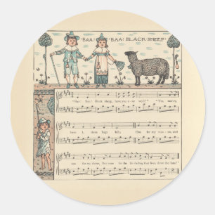 Walter Crane Baa Baa Black Sheep Nursery Rhyme  Classic Round Sticker