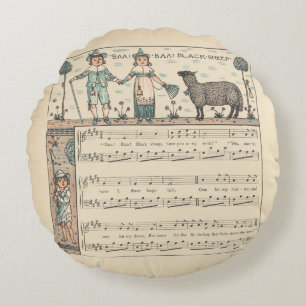 Walter Crane Baa Baa Black Sheep Nursery Rhyme  Round Cushion