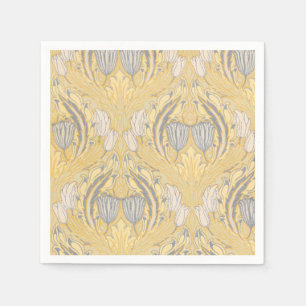 Walter Crane Blue White Tulips & Acanthus Napkin