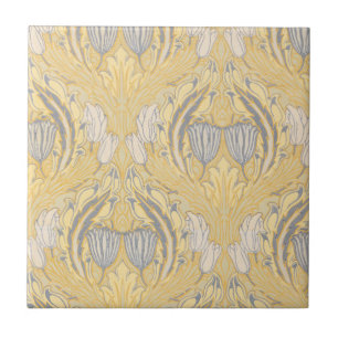 Walter Crane Blue White Tulips & Acanthus Tile