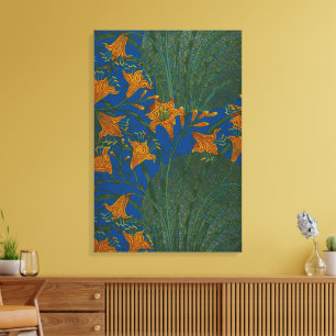 Walter Crane Day Lily Floral Wallpaper Design Canvas Print