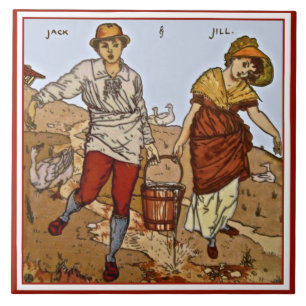 Walter Crane "Jack & Jill" c1890 Repro Tile