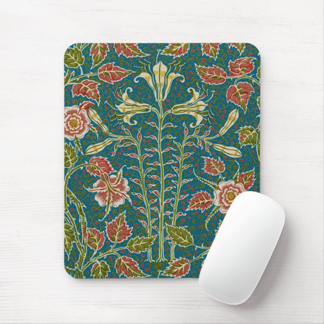 Walter Crane Lily and Rose Flower Design Mouse Pad (With Mouse)