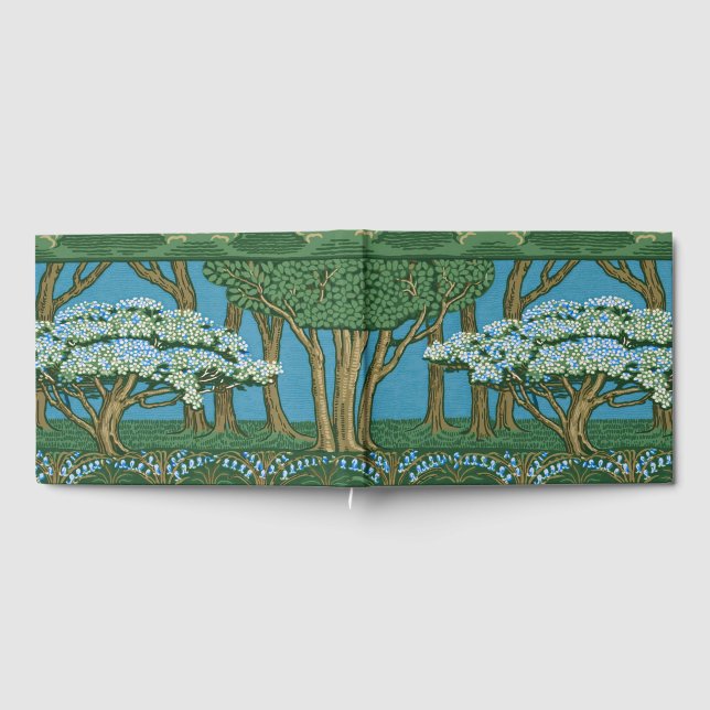 Walter Crane May Tree Wallpaper Green Blue Guest Book (Full)