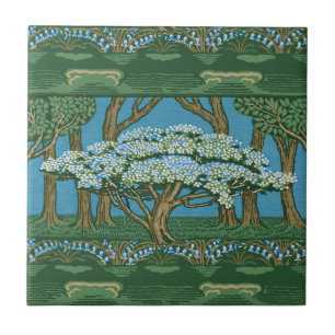 Walter Crane May Tree Wallpaper Green Blue Tile