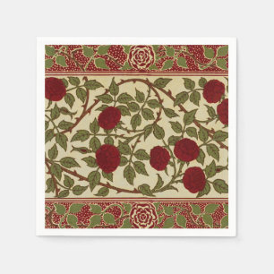 Walter Crane Red Roses with Thorned Stems Napkin