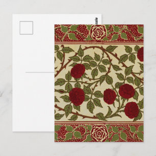 Walter Crane Red Roses with Thorned Stems Postcard