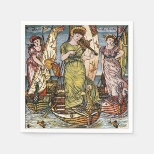 Walter Crane Ships,Graceful Ladies,Art Nouveau Napkin