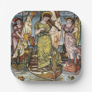 Walter Crane Ships,Graceful Ladies,Art Nouveau Paper Plate