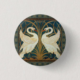 Walter Crane Swan, Rush And Iris Art Nouveau 3 Cm Round Badge
