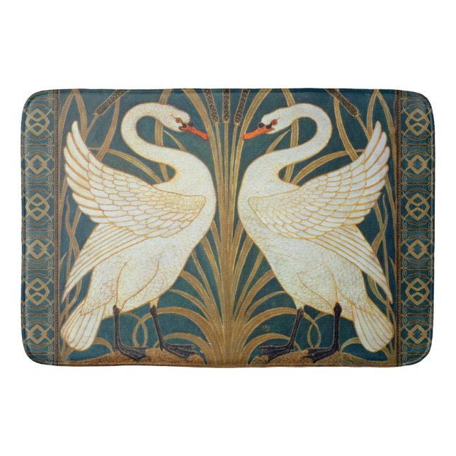Walter Crane Swan, Rush And Iris Art Nouveau Bath Mat (Front)