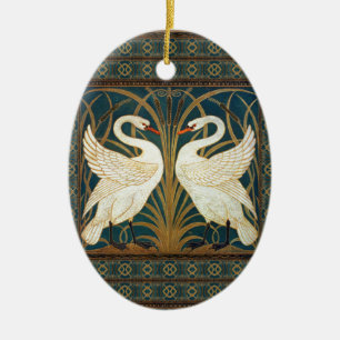 Walter Crane Swan, Rush And Iris Art Nouveau Ceramic Tree Decoration