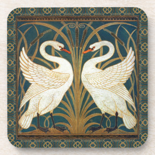 Walter Crane Swan, Rush And Iris Art Nouveau Coaster